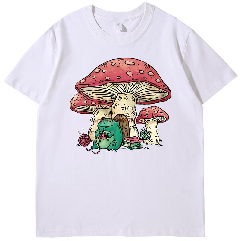 Cute Featuring A Mushroom House And A Frog Fashion Graphic T Shirts Summer Cotton New Shirts And Tshirts Unisex Print T Shirt