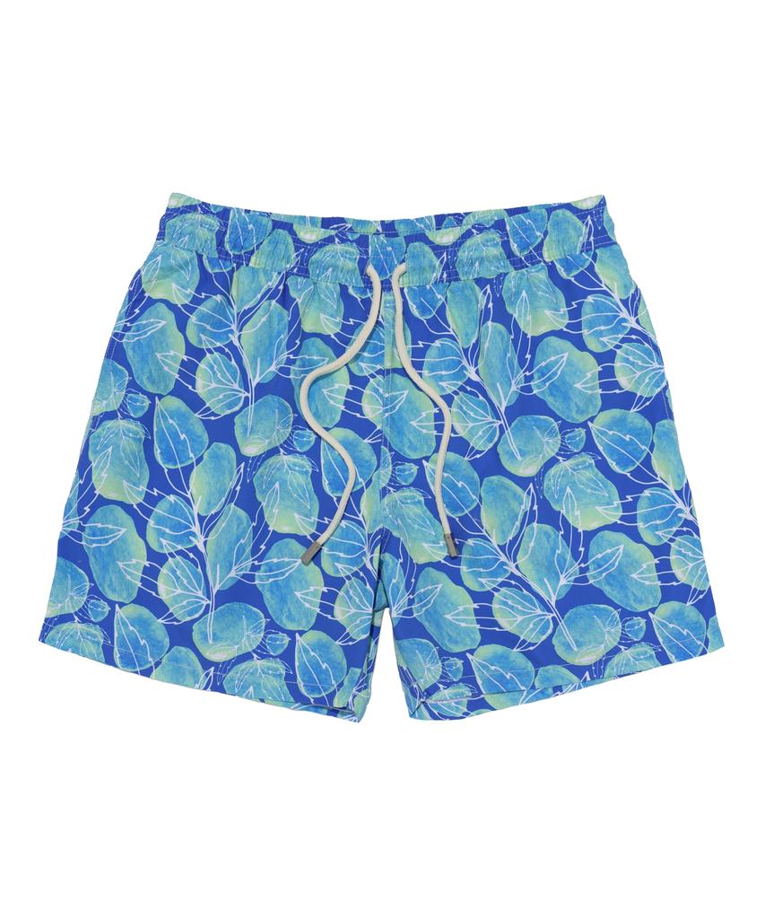 Billalei Aqua Botanical Reef Men'S Swim Shorts - Aqua Blue