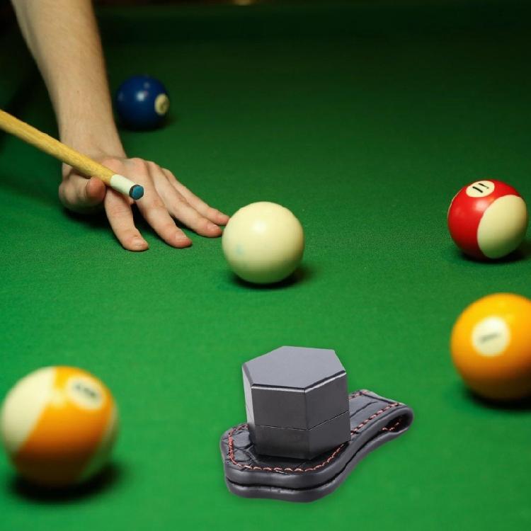 Hexagon Billiard Snooker Pool Cue Chalk Holder With Belt Clip Portable Leather Magnetic Pocket Billiard Chalk Holder
