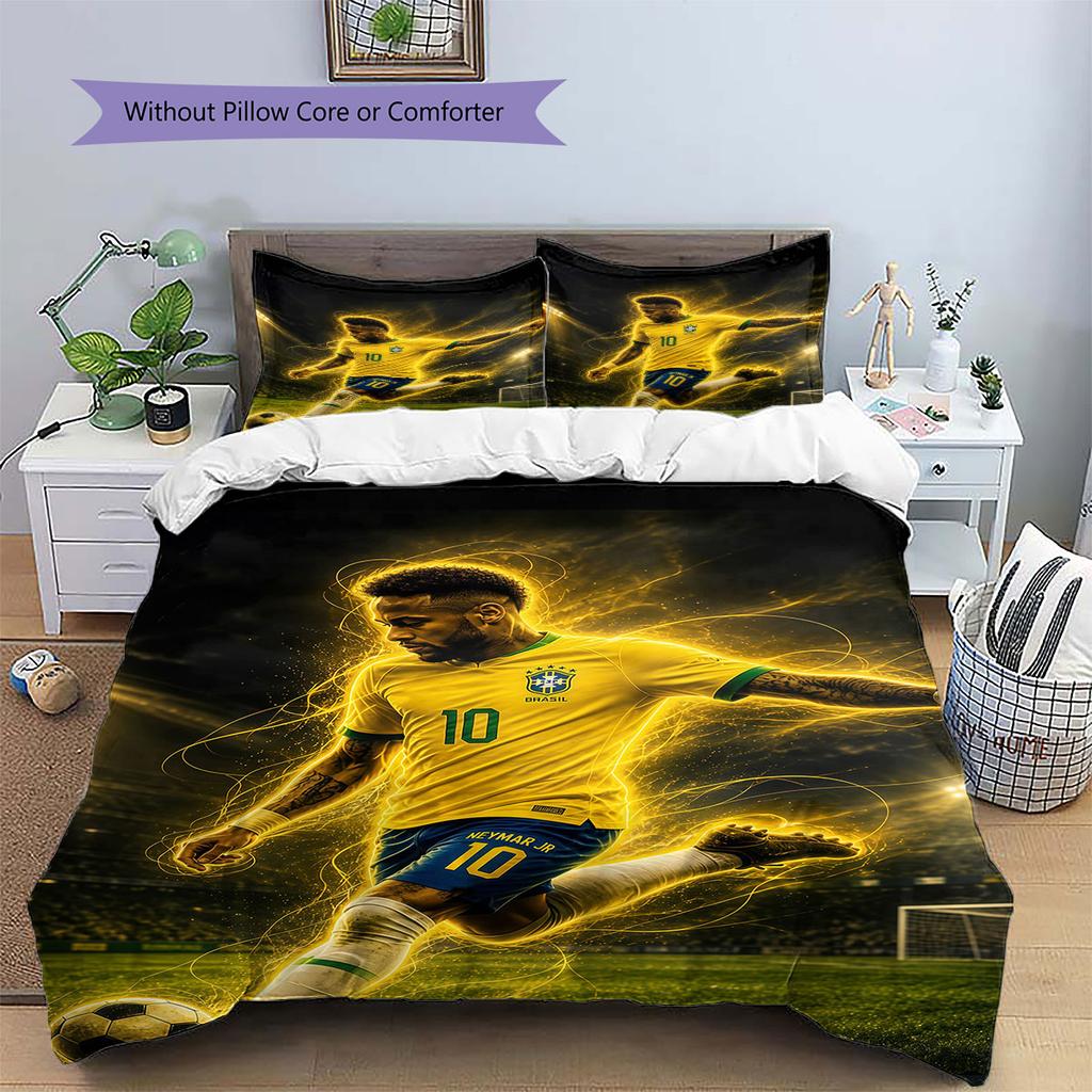 Neymar Pattern Bedding,Quilt Set Quilt Cover Pillowcase Home Birthday Gift(1 * duvet cover + 2 * pillowcase, without core)