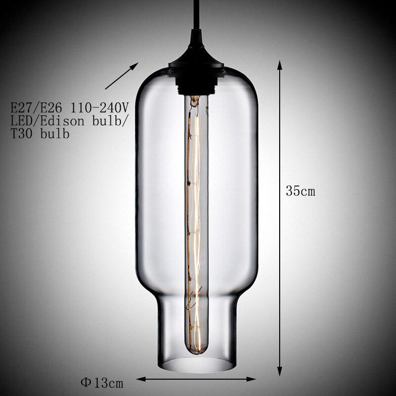 7 color Industrial Colourful glass ball led Pendant Lamps modern e27 lights restaurant living room