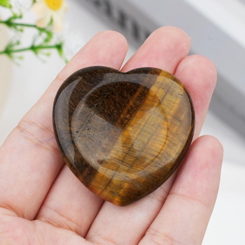 1pc Worry Stone Amethyst Tiger Eye Thumbstone Love Shape Natural Stone Meditation Jewelry Gifts