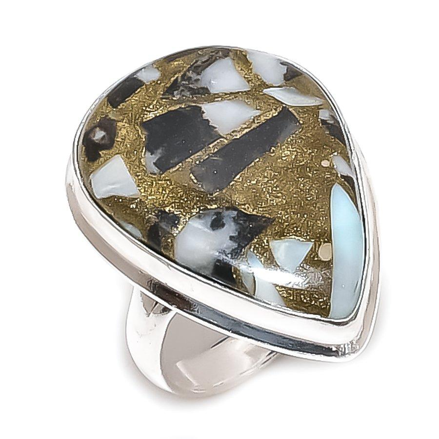 Natural Buffalo Jasper Gemstone 925 Sterling Silver Jewelry Ring Size 7 C9z54