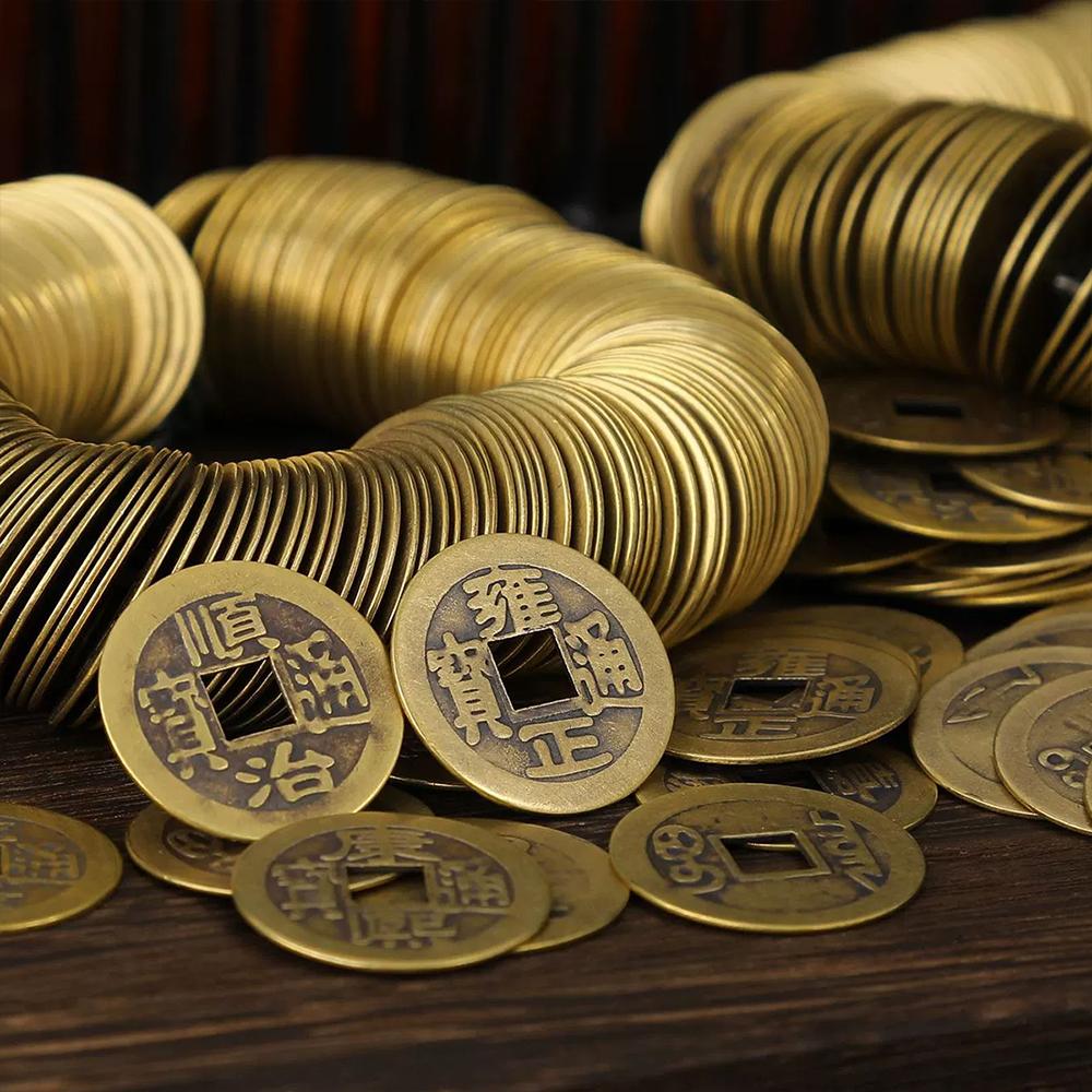 50/100/200Pcs Chinese Feng Shui Coins Antique Bronze Good Luck Ching Coins for Health and Wealth Home Office Car Decoration