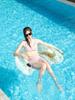 Ins Style Sequin Flower Inflatable Pool Float: U-Shaped Lounge Chair with Net