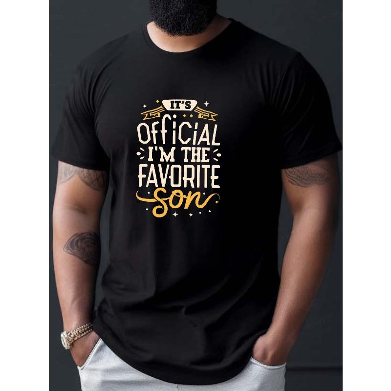 [Favorite Vintage Men s T-Shirt] Favorite Vintage - I m The Favorite Son Men s Casual Crew Neck Short Sleeve T-Shirt for Summer - PLUS SIZE S чёрный