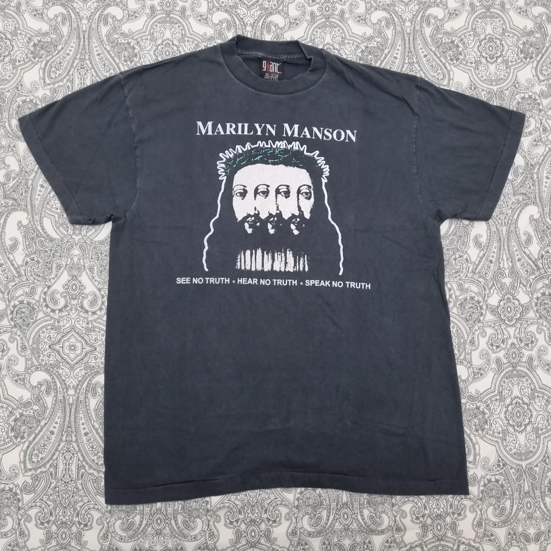 Винтажная футболка Marilyn Manson XL С принтом Believe Футболка группы Однострочный шов S