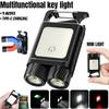 Multifunctional Mini Keychain Flashlight Back Magnet 6 Lighting Modes USB Charging Portable Torch Outdoor Camping Work Lantern