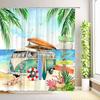 Tropical Palm Tree Travel Camping Car Shower Curtains Summer Ocean Surfboard Beach Camper RV Flamingo Bathroom Decor with Hooks