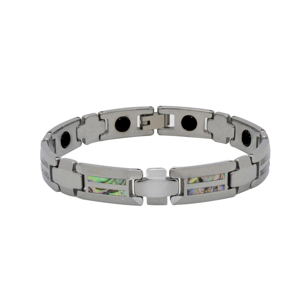 Tungsten Gold Ceramic Men's Magnetic Bangle: Scratch-Resistant, Waterproof, Colorful Shell Inlay