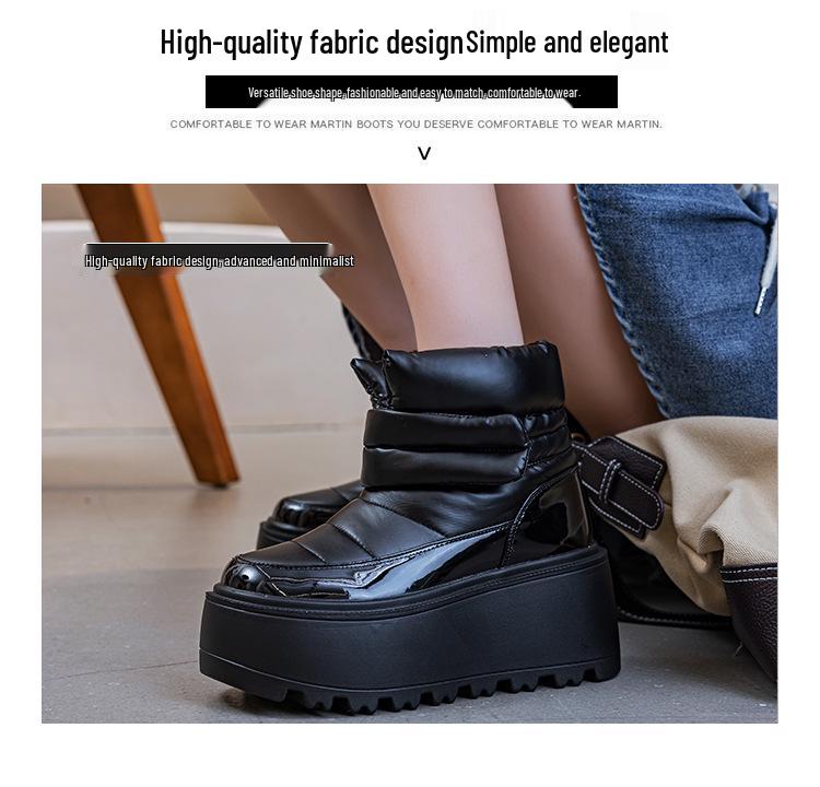 Women's Magic Tape Platform Snow Boots - 2025 Autumn/Winter Collection, Warm Round Toe Cotton Boots with Thick Sole.