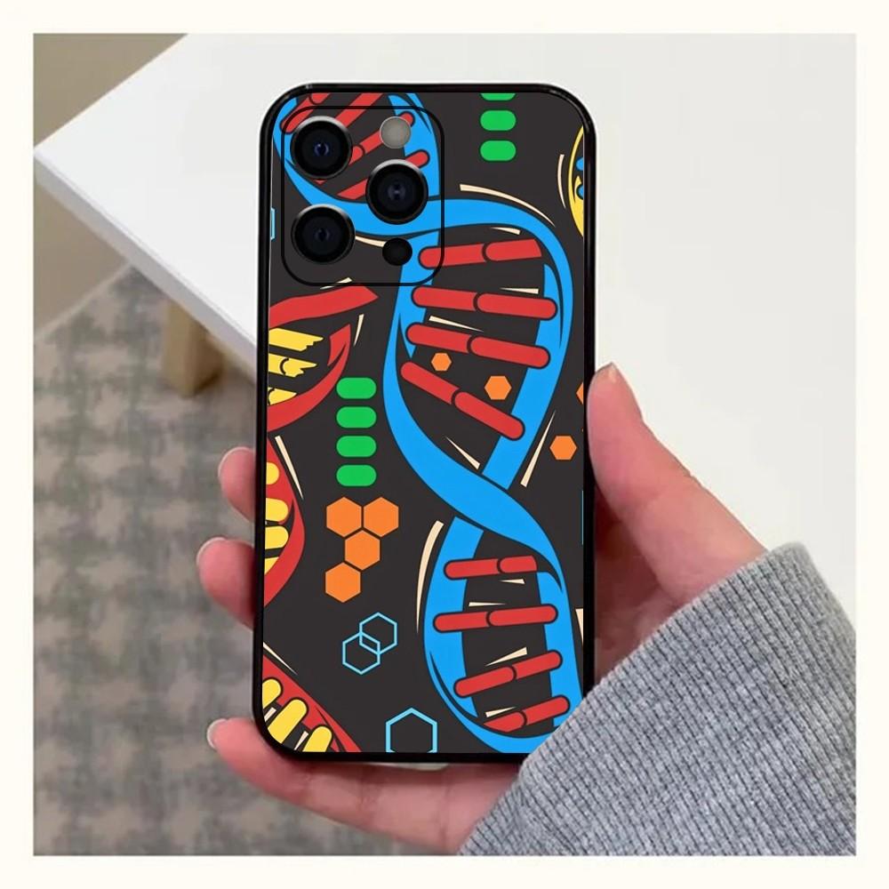Wissenschaft DNA Biologie Handyhülle Für Apple iPhone 15,14,13,12,11,Pro,X,XS,Max,XR,Plus,Mini Weiche Schwarze Hülle