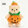 Halloween Theme Room Decor Pumpkin Bear Plush Toy, Soft Stuffed Animal for Kids, Cuddly Gift Birthday Cute Huggable Pillow Fall Holiday Home