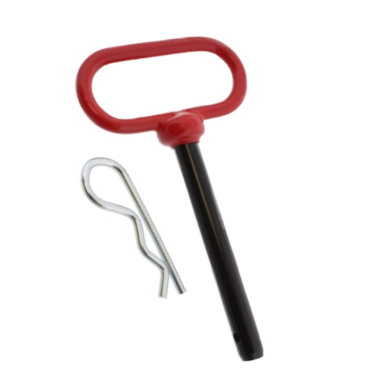 3/8 X 4 Inch Heavy Duty Tractor Hitch Pin & Clip, Red Handle Trailer Tow Hitch P For Tractors, RV, Truck, Boat, ATV, Car - Corrosion Resistant Solid