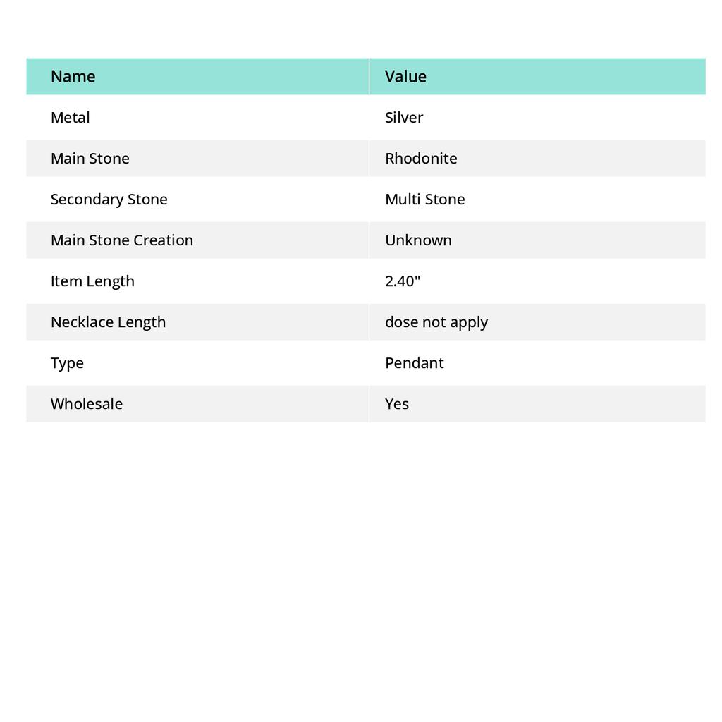 Rhodonite Multi Gemstone Handmade Ethnic Design Gift Jewelry Pendant 2.4" T6w11