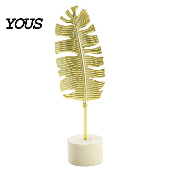 Desktop Leaf Decoration Gold Leaf/Feather Ornaments with Weighted Round Base, Metal 3D Log Base Decor for Home Office Gift And Display Accents Elegant