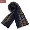Men's Pure Gray Plaid Wool Blend Winter Scarf - Thick and Warm