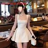 Modale Fabric Abstract Pattern Slip Dress With High Waist For Summer Street Style