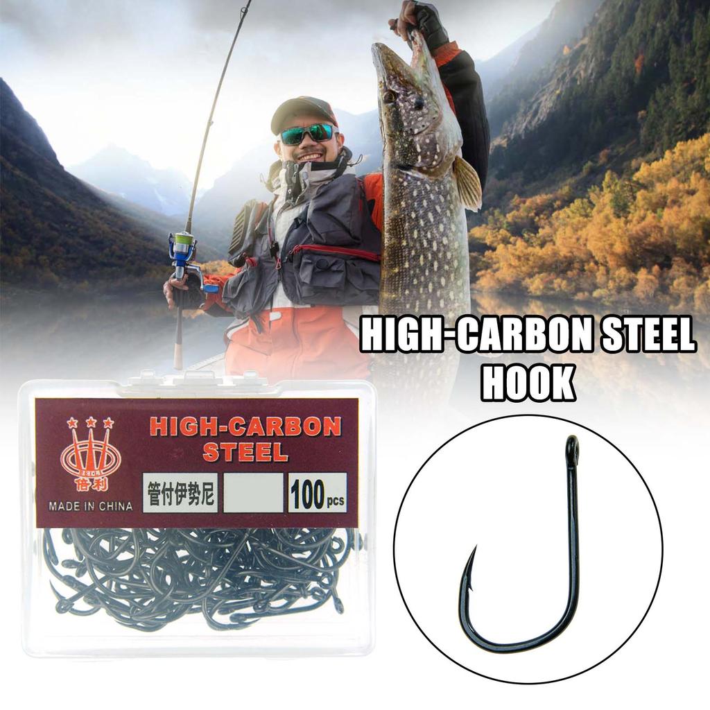 Black Sharp Barbed Fish Hooks with Durable High-Carbon Steel Material Suitable for Saltwater Freshwater