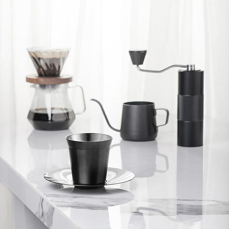 Doppelschichtige Kaffeetasse aus 304 Edelstahl, isolierte Teetasse, Biertasse, lackierte Espressotasse, tragbare Kapselkaffeetasse für den Außenbereich