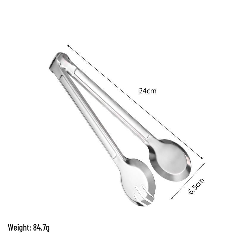 Thickened Stainless Steel Kitchen & BBQ Food Tongs for Bread, Steak & Steamed Buns