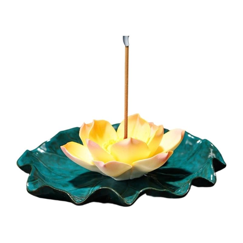 Lotuses Incenses Burners with Detachable Ashes Catcher Meditations Decorations Incenses Holders for Stick/Coil/Cone