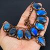 Labradorite Copper Electroformed Necklace with Adjustable Chain, Handmade Gemstone Jewelry Necklace For Memorial Day