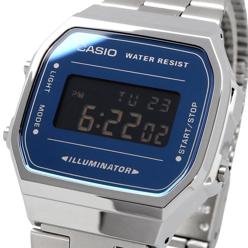 CASIO A168WEM-2B Standard Digital Watch silver x dark blue