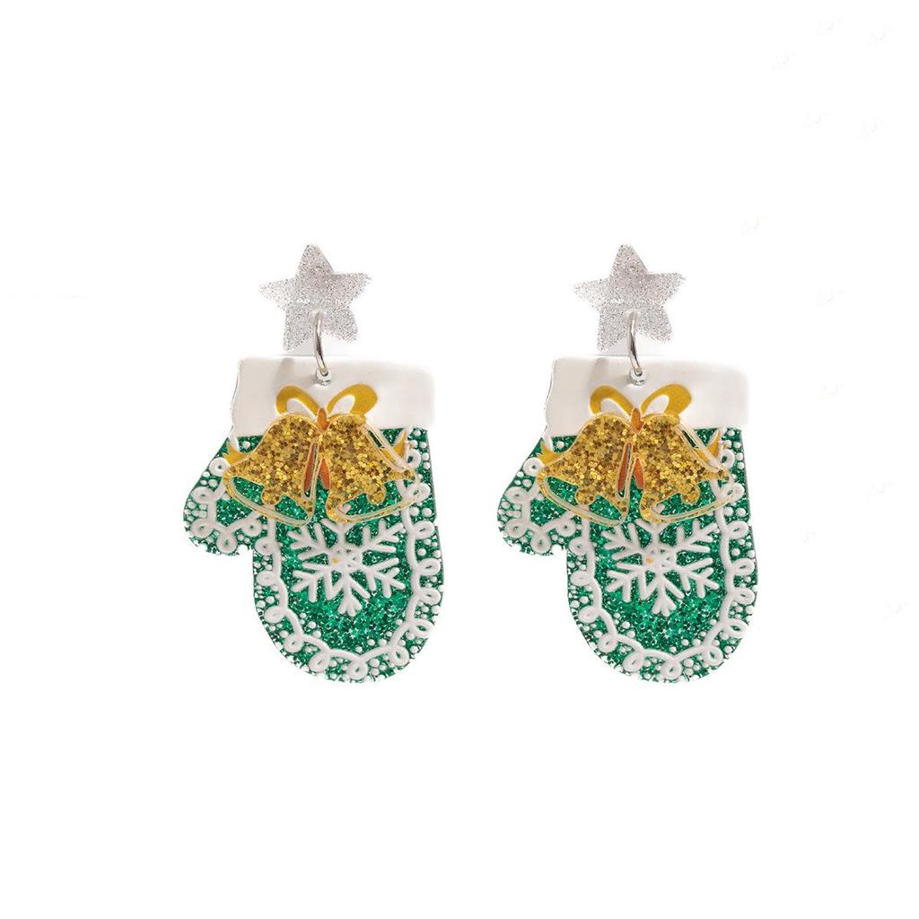 Festive Christmas Tree, Snowflake, Star & Glove Acrylic Earrings for Women