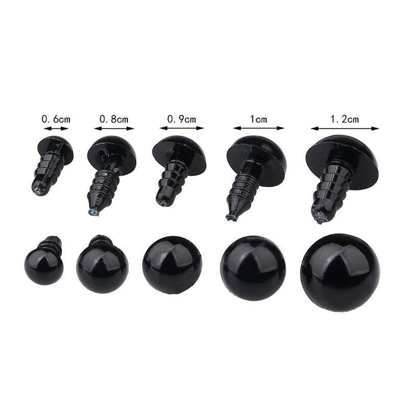200pcs/box Black Cute Doll Eyes Set with Washers Eyes Noses For Doll Making Stuffed Animals Felt Needle Accessories