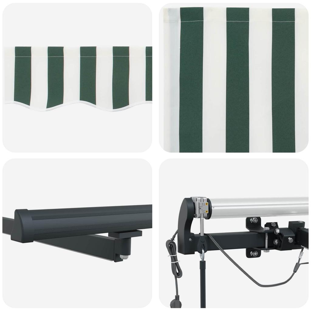 Awning Fabric Green and White 450 X 300 Cm Polyester