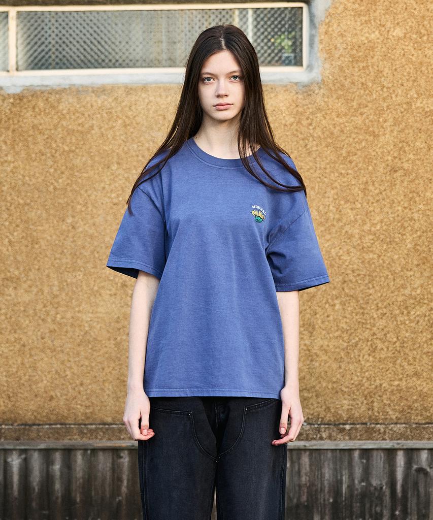 MINIMALPROJECT Sunflower Blooming Pigment Short Sleeve T-Shirt Mst184 [Lightnavy]