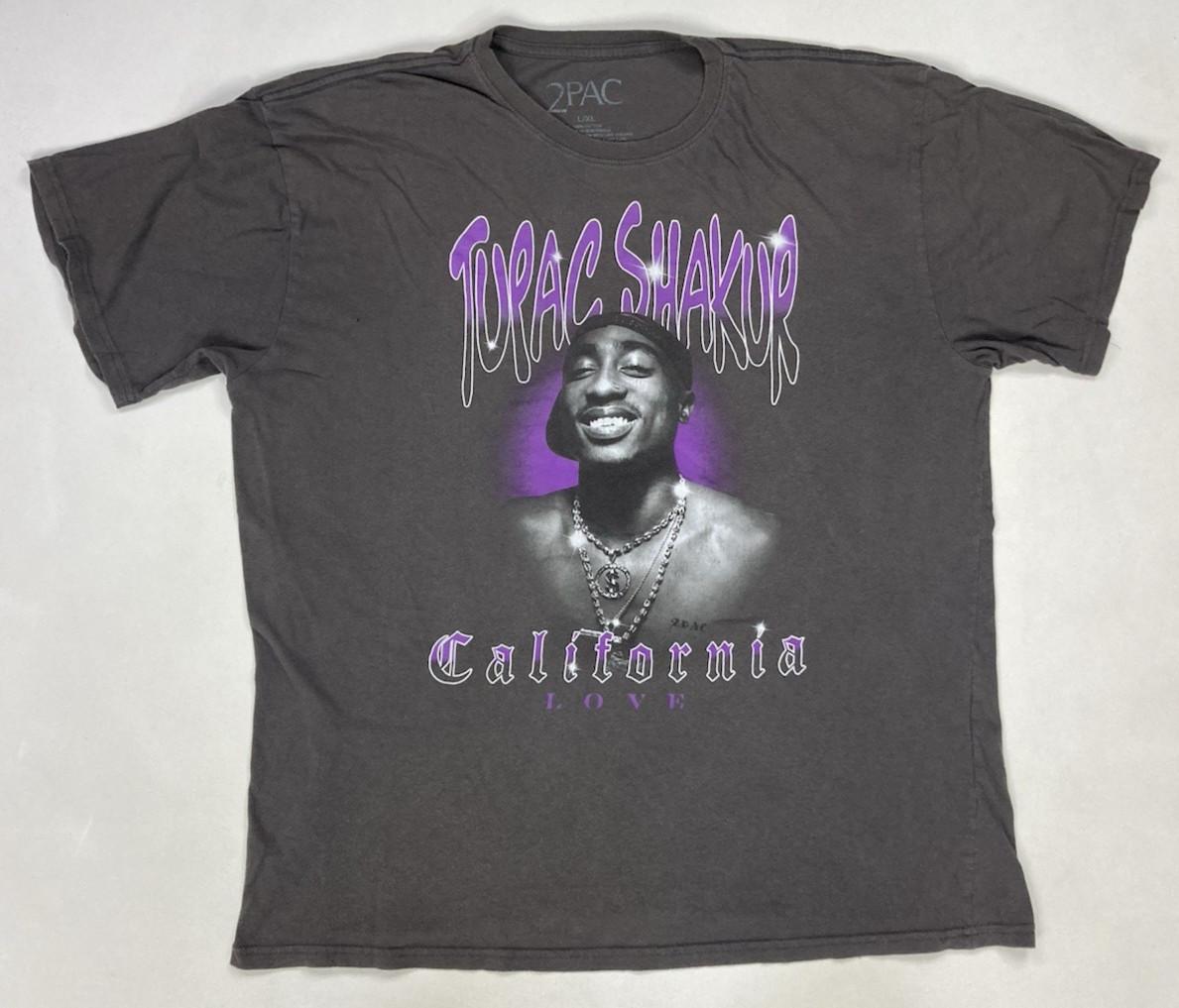 2pac Tupac Shakur California Love Graphic T-shirt Men XL Gray Logo Purple Music XXXXL