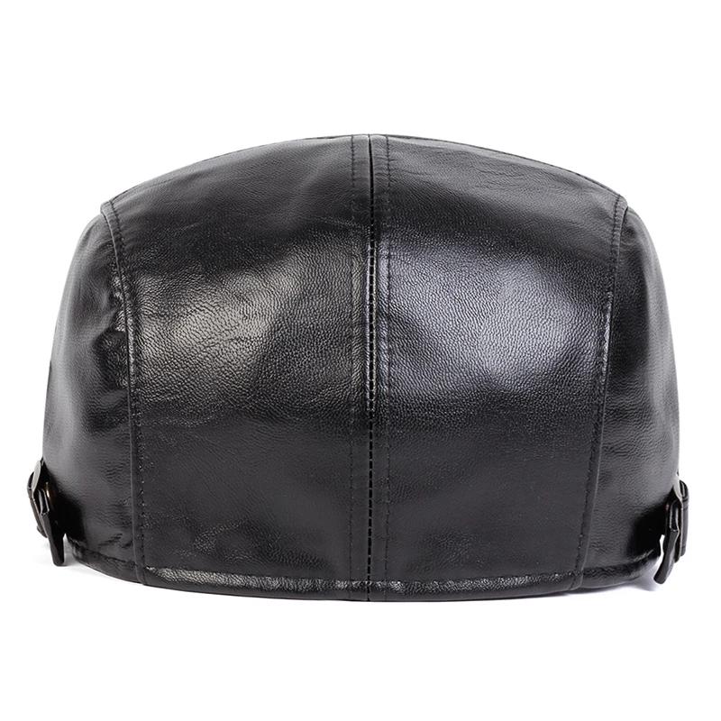 Newsboy Brand Latest Fresh Leather PU Faux 1985 School Old Vintage Men Caps British Painters Hats Spring Autumn Side Adjustable Flat Cap Hip Hop