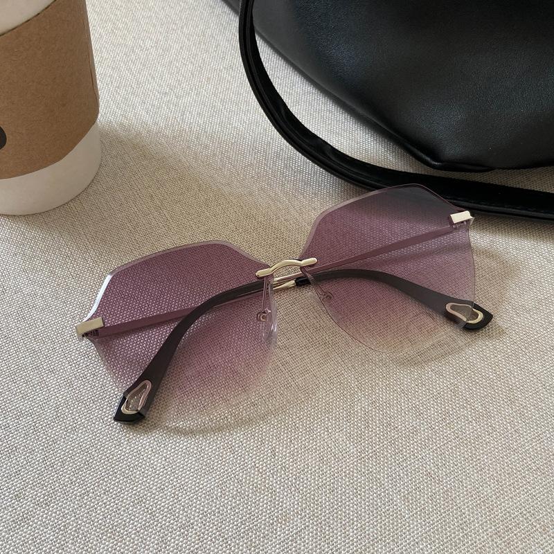 Rimless Cut Edge Sun Glasses Man Polygon Shape UV 400 Protection Protection Woman Sun Glasses High Quality Female Sun Glass