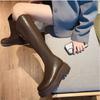 Fashion Autumn Winter Leather Mid Calf Shoes Woman Trend 2025 Novelty Hot Footwear Waterproof Large Size Warm Half High Boots for Women