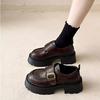Platform women's autumn new retro round head thick heel small leather shoes Velcro high heel muffin single shoes