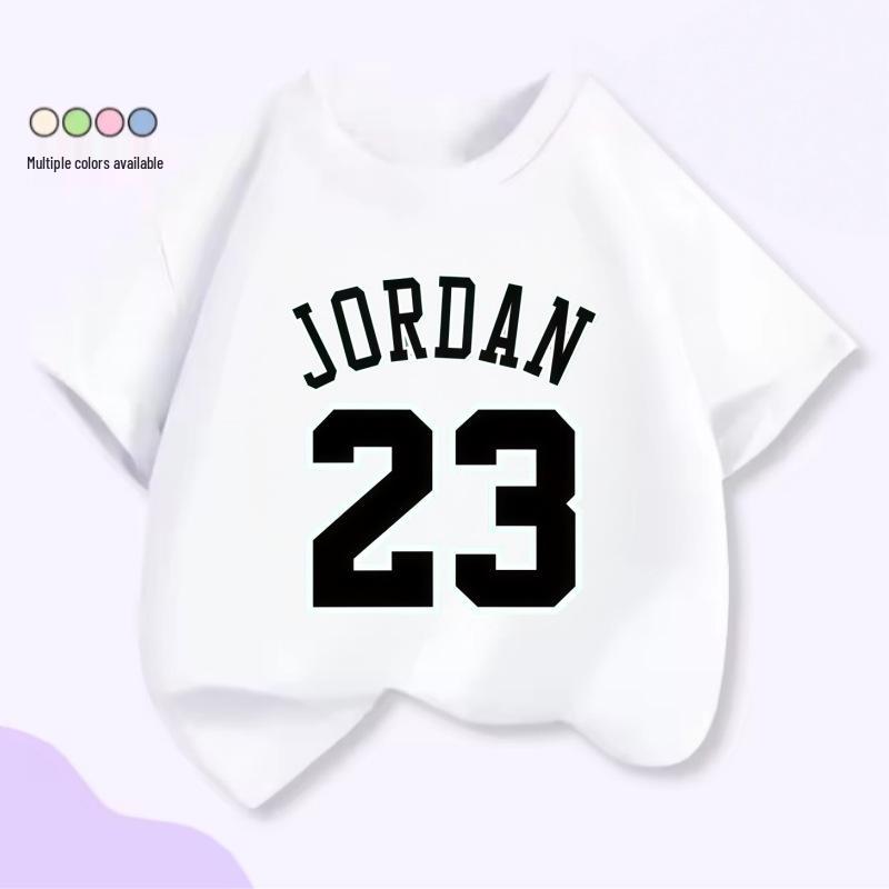 Kids Basketball Number 23 Summer T-shirt - Unisex Short Sleeve Round Neck 120cm белый