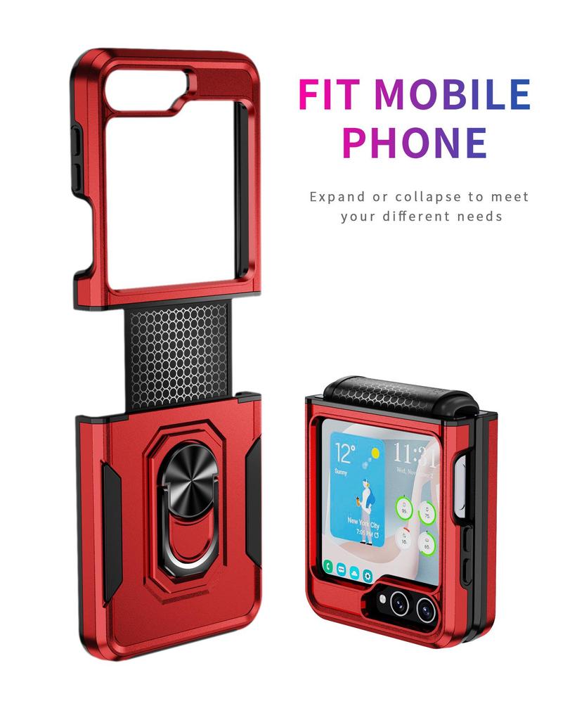 Samsung Z Flip6 Protective Case with Ring Holder - Full Coverage