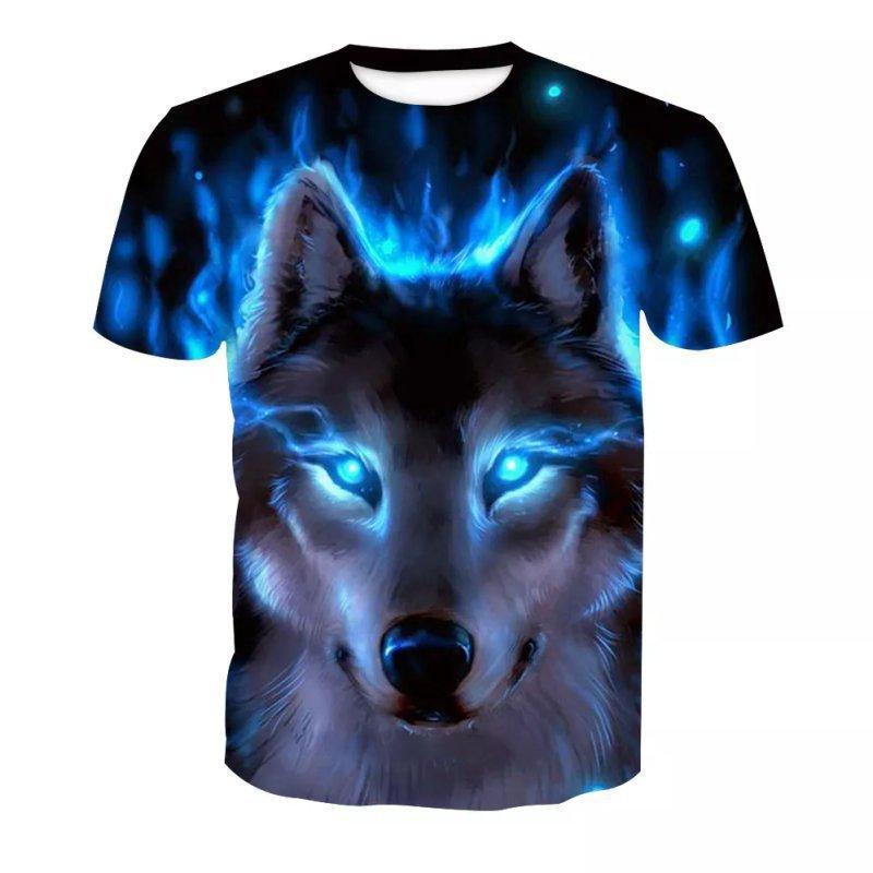 Short Sleeve Crew Neck T-Shirt 3D Digital Printing Summer New Fashion Versatile Men Animal Wolf Cat