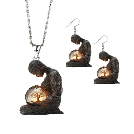 

2 шт./Набір Набір Сережок з Кольє 2D Акрилова Фігурка-Шарм з Деревом Навиваючий Гачок для Кольє Сережки Набір Подарунок на День Матері Прикраси Аксесуари 1 Set