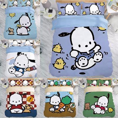 Set Biancheria da Letto Colorati Pochacco Stampa 3D Copripiumone Copriletto Copripiumino Federa Set da 2-3 Pezzi Taglie Bambini Adulti