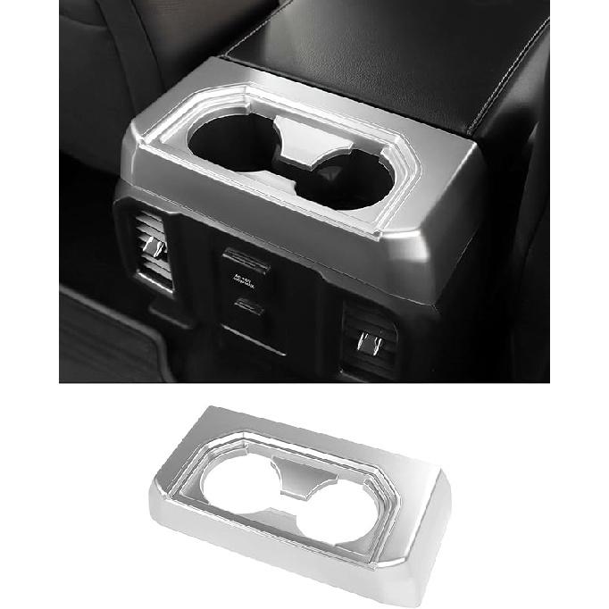Armrest Box Rear Cup Holder Panel Trim Cover Fit for Ford F150 2015 2016 2017 2018 2019 2020 Interior Trim Accessories, Wood Grain серебряный