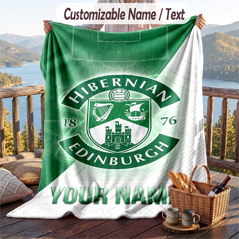 Flannel Blanket Hibernian FC Print Custom Name Text Soft Throw for Sofa Bed