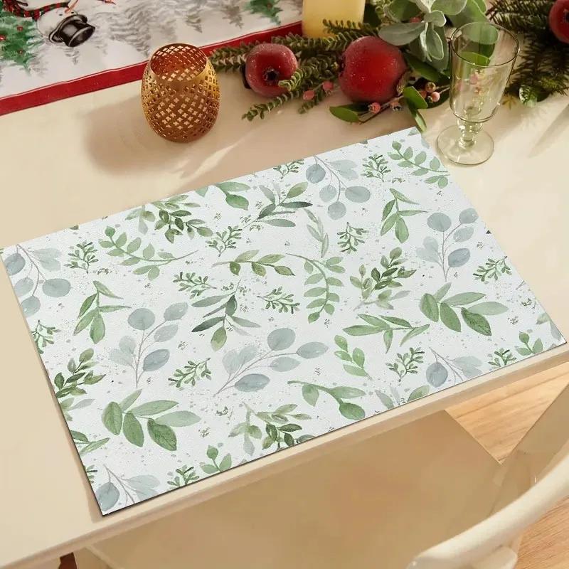 1PC Summer Eucalyptus Placemats for Dining Table Decoration Spring Seasonal Holiday Decoration Vintage Linens Table Mats