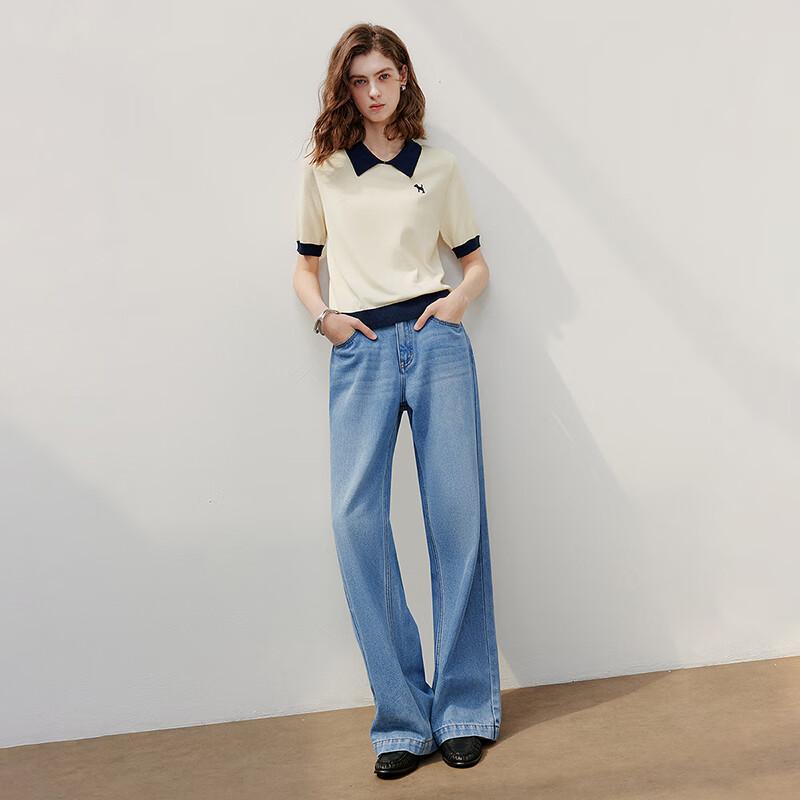 Chuyu Women's Color Block Polo Knit Shirt