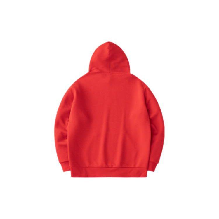 Anta Lifestyle Series Letter Print Hooded Pullover Long Sleeve Sweatshirt Men Sweatshirt Deep-Red 152418761-2