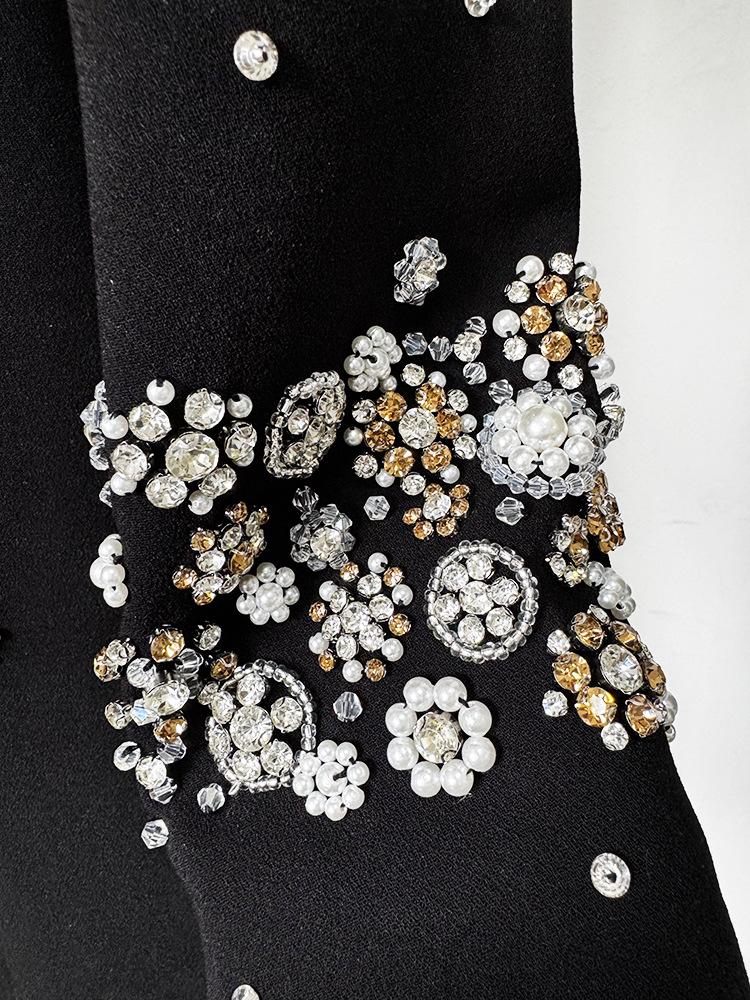 2026 European & American Celebrity Long-Sleeve Evening Gown with Heavy Beading & Rhinestones