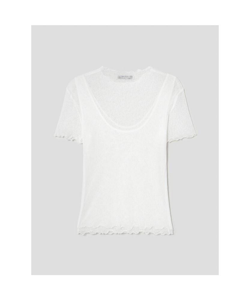 Anggae Two Layered Net T-Shirt White