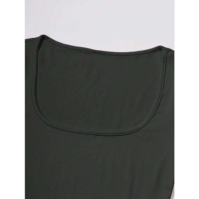 YYFS Women's Fashion Casual Spring Fall Solid Color Print Long Sleeve Square Collar Blouses & Shirts